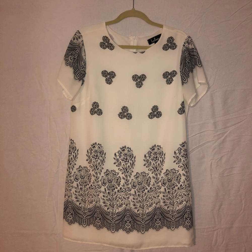 White Patterned Shift Dress